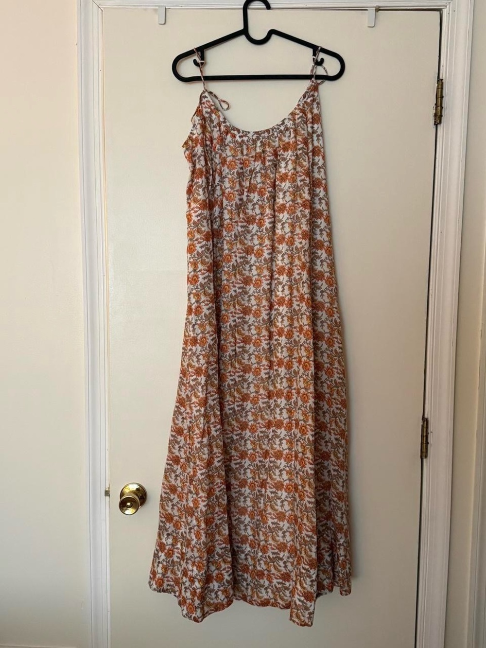 J. Crew Ivory Strapless Floral Dress with Orange Accents